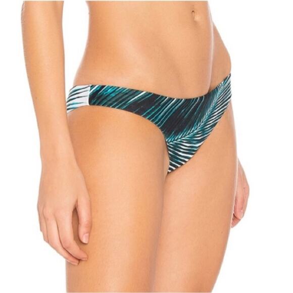 NEW AMUSE SOCIETY x Samudra White Green Palm Leaf Print Castles Bikini Bottom L - Picture 8 of 9